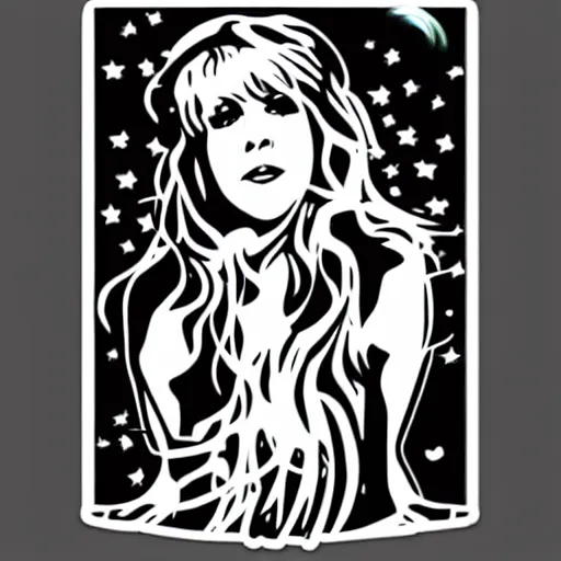 Image similar to stevie nicks playing guitar and singing, sticker - art, svg vector, adobe - illustrator