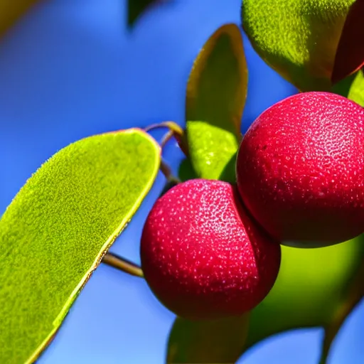 Prompt: A new, never before seen fruit, nature photograph, nature lighting, realistic, close up, 8k ultra high detail.