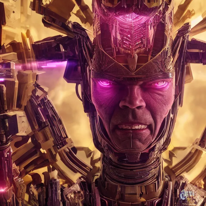 Image similar to portrait of Hugo Weaving as Galactus. intricate abstract. intricate artwork. octane render, trending on artstation, DeviantArt, captura, very coherent symmetrical artwork. cinematic, hyper realism, high detail, octane render, 8k, iridescent accents