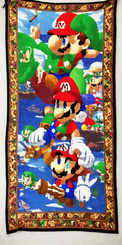 Image similar to Tapestry, Mario, Zelda, Link, Wind Waker, Luigi, Gannon