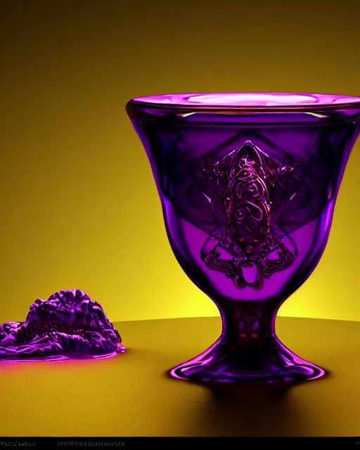 Prompt: cup of codeine, purple liquid in cup glowing, fantasy, dramatic, intricate, elegant, highly detailed, digital painting, artstation, concept art, smooth, sharp focus, illustration, art by Gustave Dore, octane render