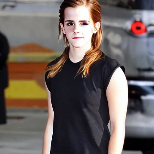 Image similar to Emma Watson as a highschool mall goth