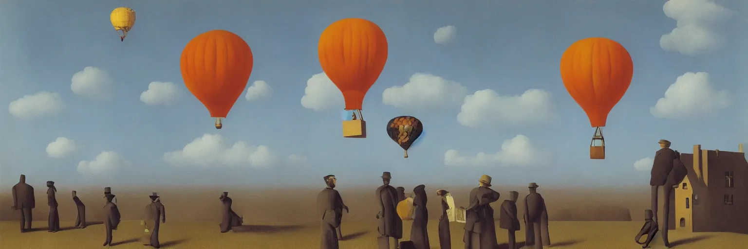 Image similar to hot air balloon painting magritte