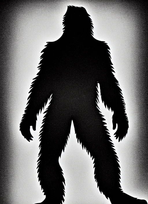 Image similar to bigfoot black and white portrait white sky in background