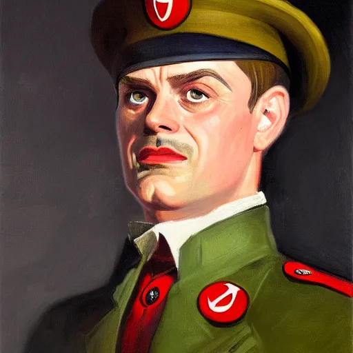 Image similar to portrait of spiderman as the german chancellor, 1 9 3 5, military uniform, oil on canvas by william sidney mount, trending on artstation