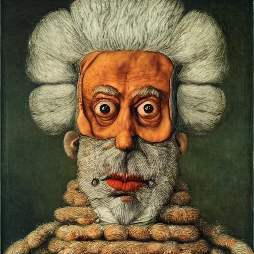 Prompt: a portrait of rick sanchez by giuseppe arcimboldo