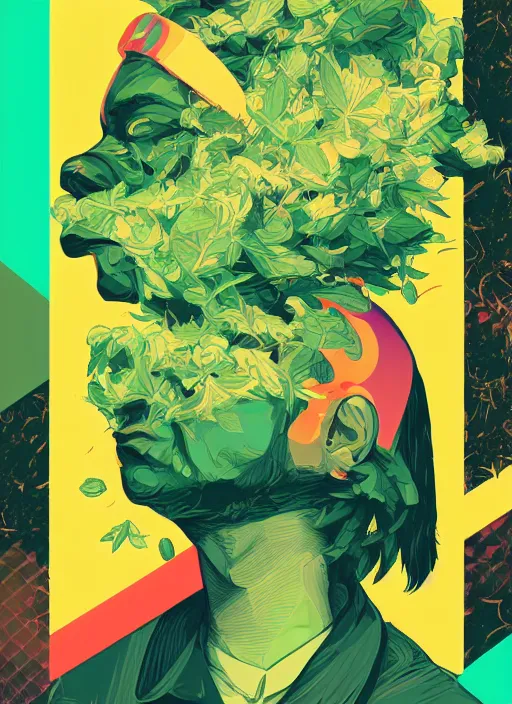 Prompt: profile picture by sachin teng x ofwgkta, weed, marijuana, organic painting, hard edges, masterpiece, smoke, asymmetrical, green, matte paint, energetic