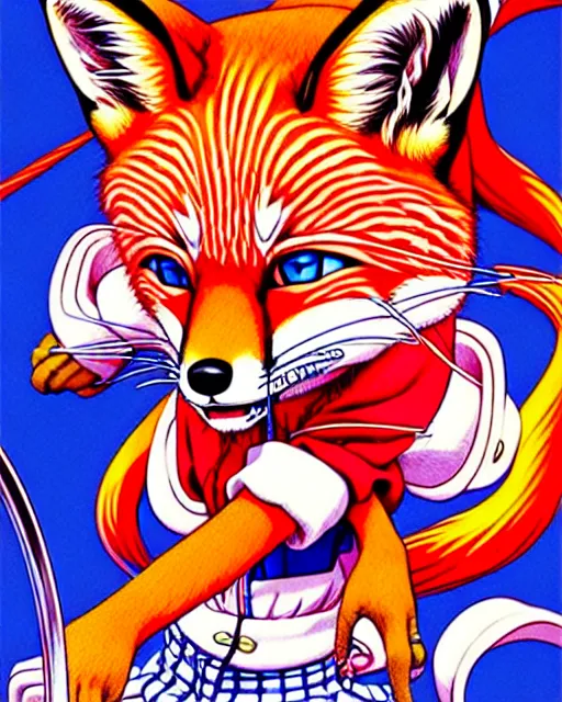 Prompt: a richly detailed color  illustration depicting a pretty red fox shoplifting, 3D shadowing effect, ultra ornate detail. masterfully illustrated by Akira Toriyama and Mina Petrovic and Range Murata.