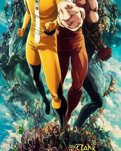 Prompt: Movie poster of One Punch Man, Highly Detailed, Dramatic, A master piece of storytelling, wide angle, cinematic shot, highly detailed, cinematic lighting, by frank frazetta + ilya repin , 8k, hd, high resolution print