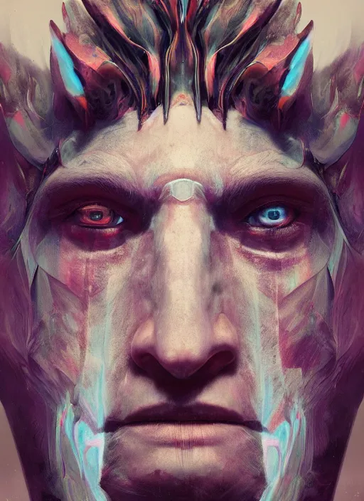 Prompt: psychedelic portrait of an interdimensional god, unreal engine, vray ray - traced 2 d render, greg rutkowski, brush strokes