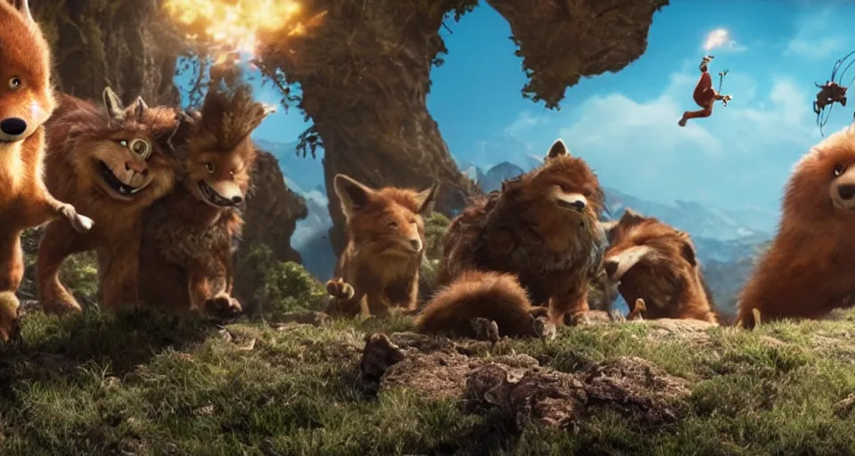 Image similar to film still from the new live - action adventure movie. sfx. ilm, laika, dreamworks, imageworks, rhythm & hues, weta, blur studio, animal logic, fox's blue sky studios, sony pictures animation.