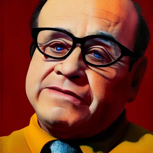 Prompt: Danny DeVito, neo brutralism, colorful, oilpainting, hyperrealistic, cgsociety, octane render, in the style of Mark Rothko, Edward Hopper and Akihiko Yoshida