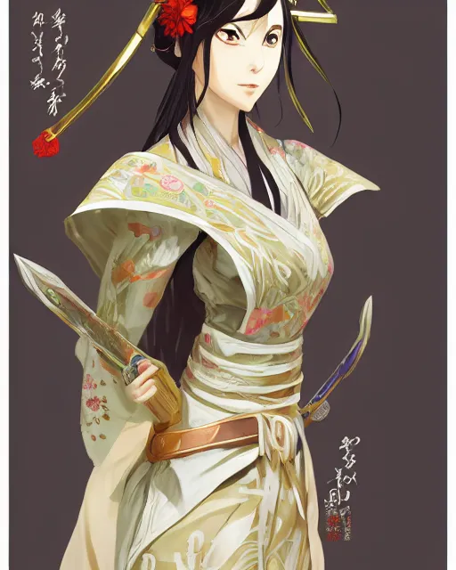 Image similar to A full-body anime portrait of Ssunbiki as a beautiful woman wearing a kimono from Skyrim, by Stanley Artgerm Lau, WLOP, Rossdraws, James Jean, Andrei Riabovitchevy, Marc Simonetti, and Sakimichan, trending on artstation