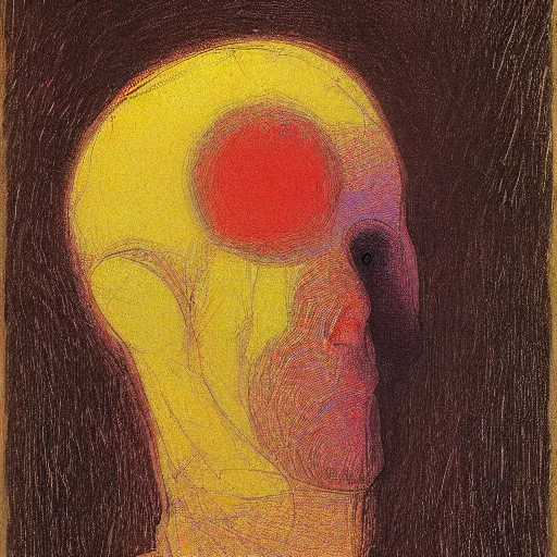 Image similar to A beautiful photograph of a human head. The head is seen from multiple perspectives at once, as if it is being turned inside out or seen through a kaleidoscope. Every angle and curve of the head is explored and emphasized, creating an optical illusion that is both confusing and mesmerizing. by Robert Antoine Pinchon, by Odilon Redon lines, ecstatic