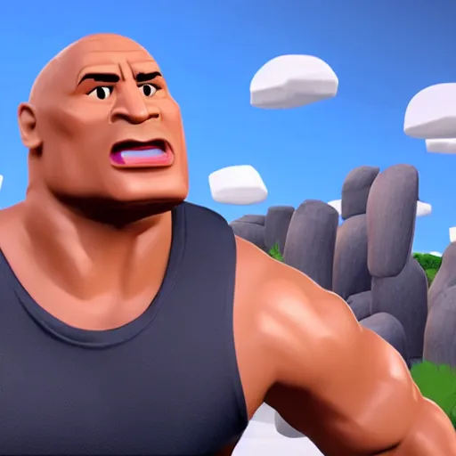 Prompt: screenshot from roblox game dwayne the rock johnson as roblox character