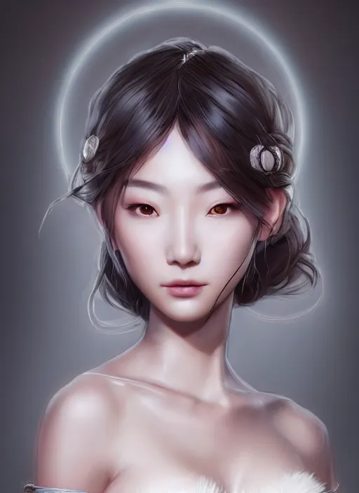 Prompt: beautiful fashion girl in ancient china, strapless dress, character portrait in the style of thomas river and artgerm, wlop, cinematic lighting, hyperdetailed, 8 k realistic, symmetrical, global illumination, radiant light, halo, love and mercy, frostbite 3 engine, cryengine, dof, trending on artstation, digital art, chanel