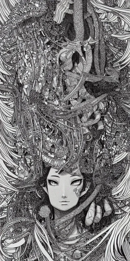 Image similar to a thoughtful giant, ultra detailed, 4 k, intricate, encyclopedia illustration inspired by ken taylor and sana takeda, fine inking lines