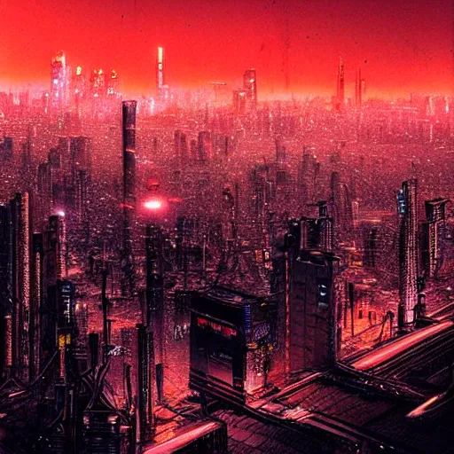 Prompt: Stunning photograph of cyberpunk landscape of Chiba City at night from Neuromancer by the genius renowned cyberpunk photographer William Gibson