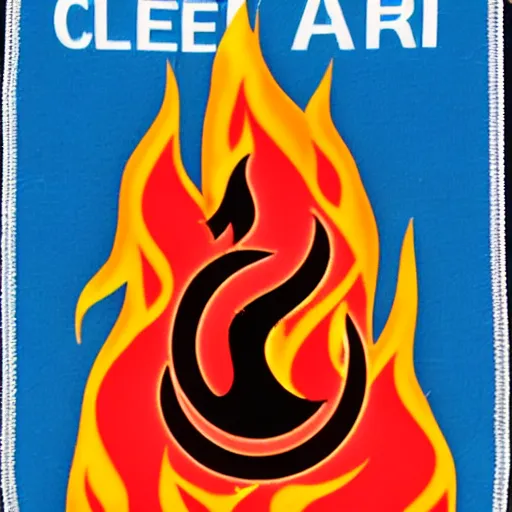 Prompt: a photo of a clean fire flames warning caution patch