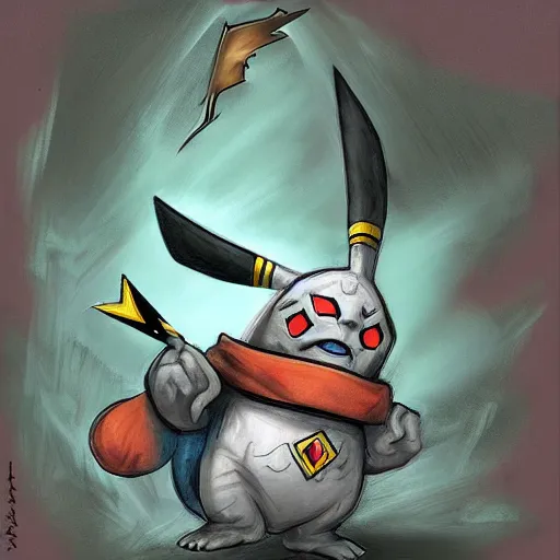 Image similar to Pikachu as a Dungeons and Dragons monster, concept illustration by Tyler Jacobson