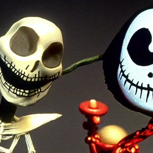 Image similar to jack skeletor in tim burton ’ s nightmare before christmas, stop motion animation