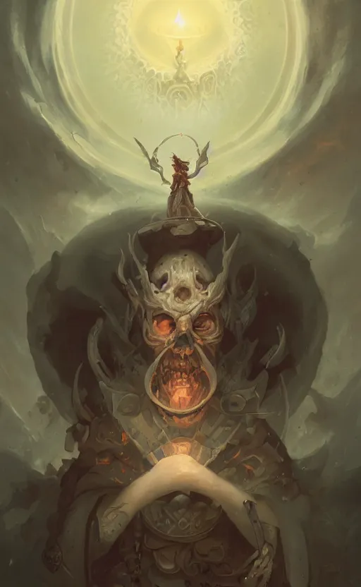 Image similar to portrait of the necromancer by peter mohrbacher