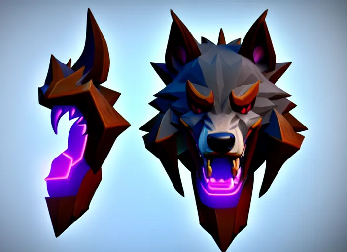 Image similar to wolf head, stylized stl, 3 d render, activision blizzard style, hearthstone style, dauntless style