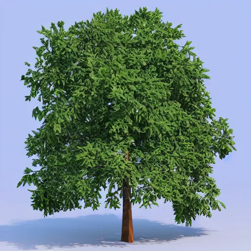 Prompt: a low poly 3d object of the tree, large and majestic