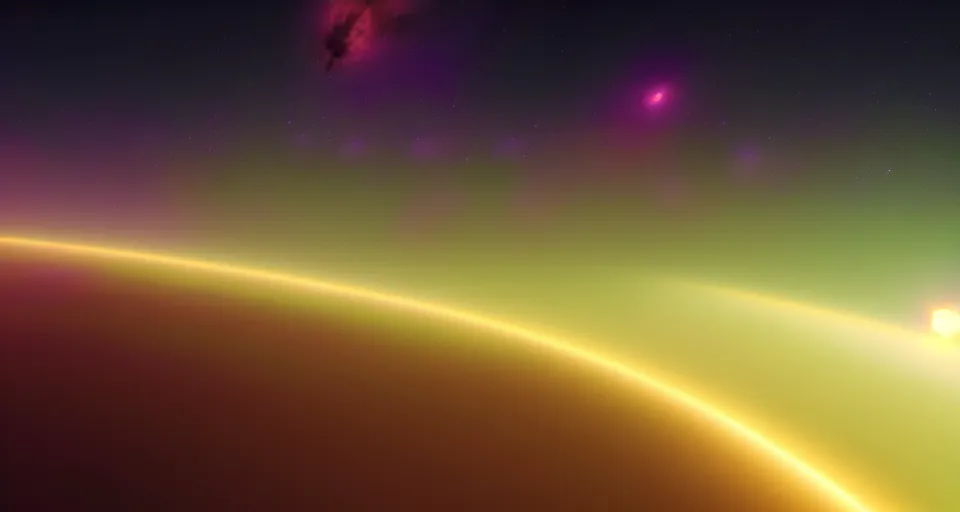 Prompt: minimalist cinematic scifi render of space, nebula, homeworld skies, volumetric lighting, 4 k, 8 k, hd