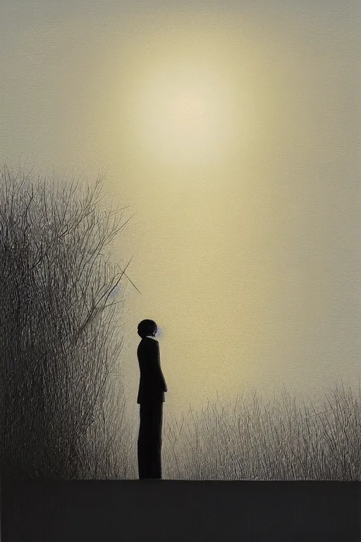 Image similar to sunset solitude, by tadao ando, alex andreev