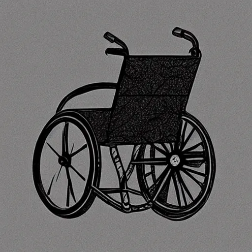 Image similar to storybook illustration of a gaming wheelchair, storybook illustration, monochromatic