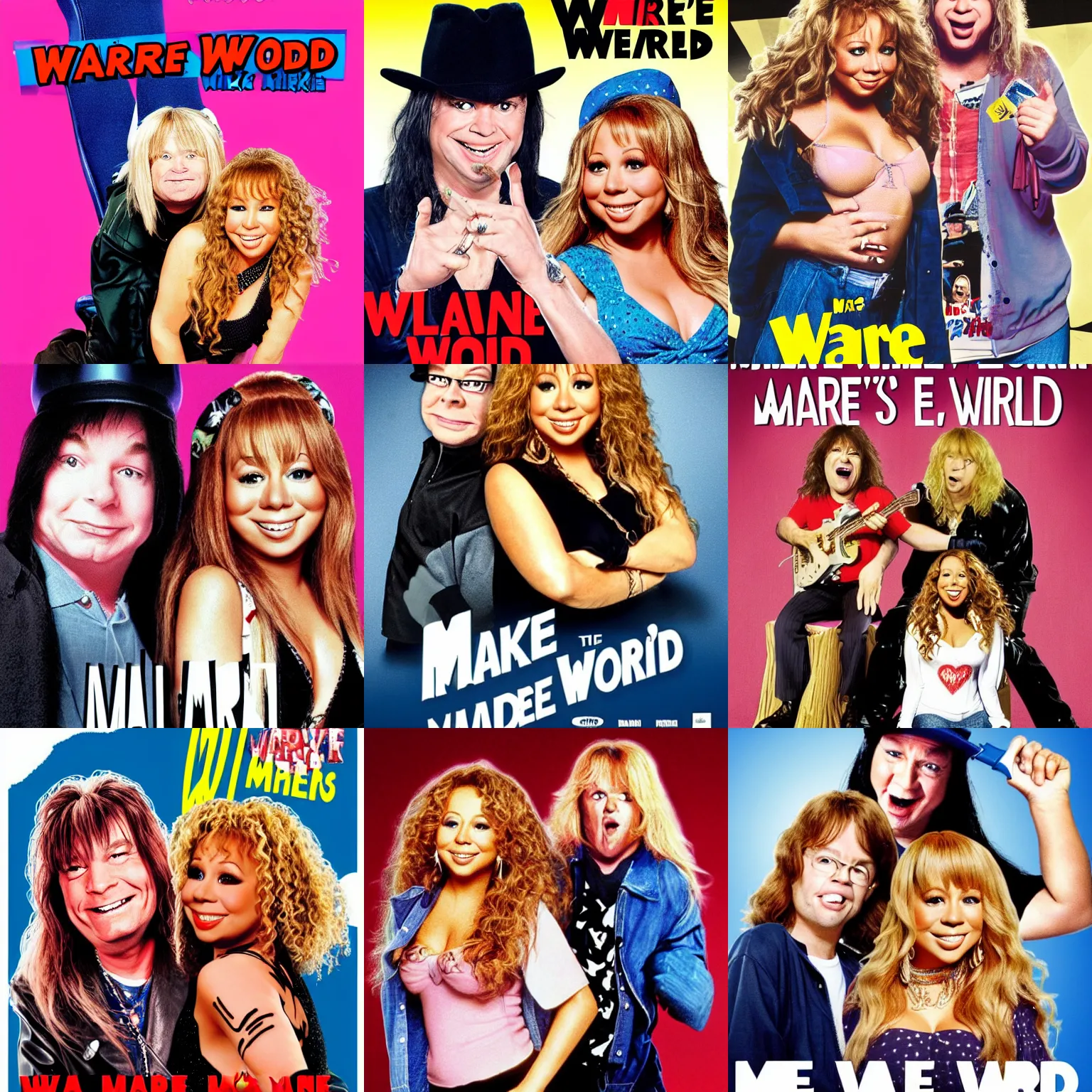 Prompt: Wayne's World poster starring Mike Myers and Mariah Carey