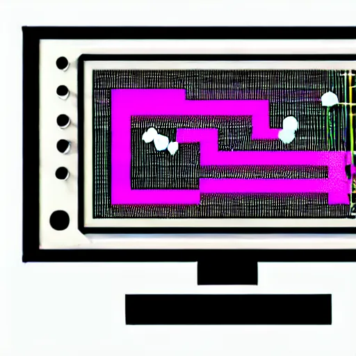 Prompt: a contemporary concrete breakcore idm jungle electronic music avantgarde grindcore music sheet machinery glitchy abstract music postmusic piano roll vizgraph in the screen of a retrofuturistic tv monitor above a pink elephant head made of circuits, button potenciometers, cables and nodes