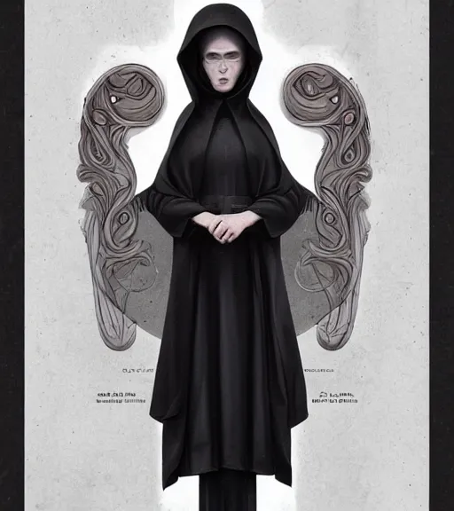 Image similar to beautiful female character inspired by venice carnival ellen ripley and nun | | digital artwork made by greg rutswork, anna dittmann and lois van barlee, symmetrical, anatomically correct