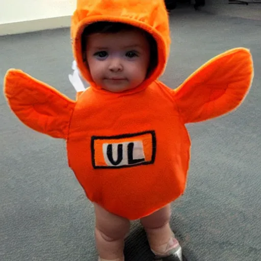 Image similar to cute baby chick dressed as an inmate