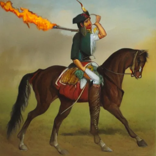 Image similar to Painting of burning Injun