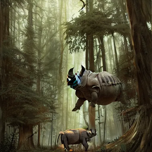 ArtStation - Rhino Rescue In Jungle Digital Art