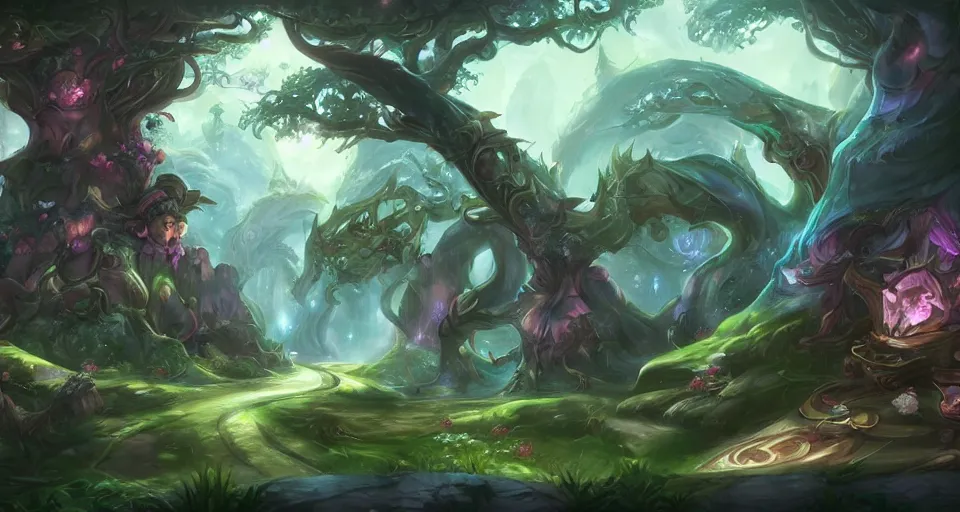 Image similar to Enchanted and magic forest, by League of Legends concept artists