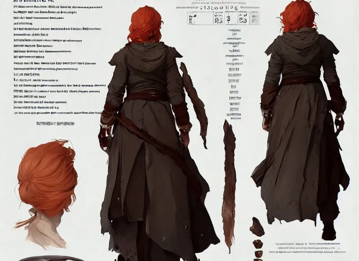 Prompt: character sheet for a ginger woman, for arcane netflix by greg rutkowski, by studio ghibli, digital art, trending on artstation, hd, 8 k, highly detailed, good lighting, beautiful, masterpiece matte painting, bold shapes, hard edges, street art, trending on artstation, by huang guangjian and gil elvgren and sachin teng