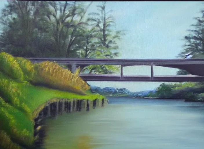 Prompt: an oil painting of a bridge