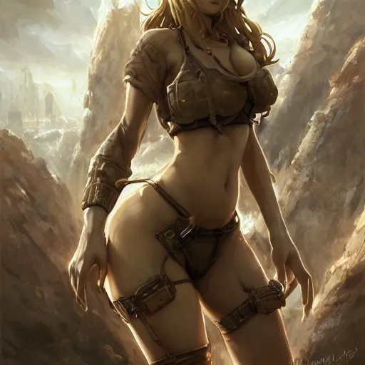 Image similar to eri kasamoto from metal slug game, fantasy, intricate, elegant, highly detailed, digital painting, artstation, concept art, matte, sharp focus, illustration, art by aenaluck and roberto ferri and greg rutkowski, epic fantasy, digital painting