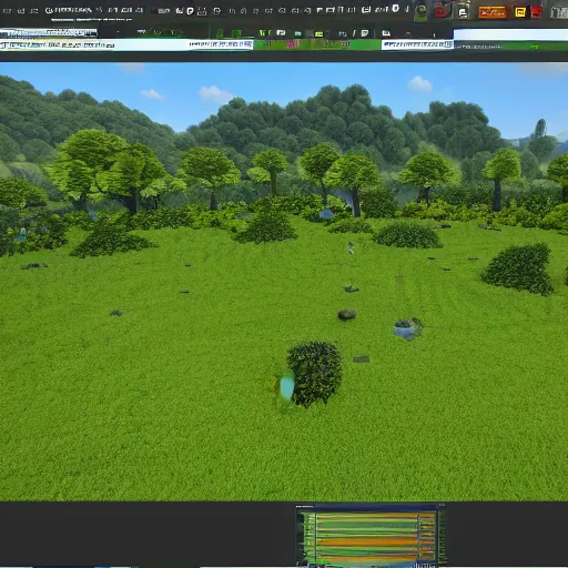 Image similar to unreal engine 5 screenshot of a ecology based real time strategy, permaculture, nature, ecosystem, landbuilding