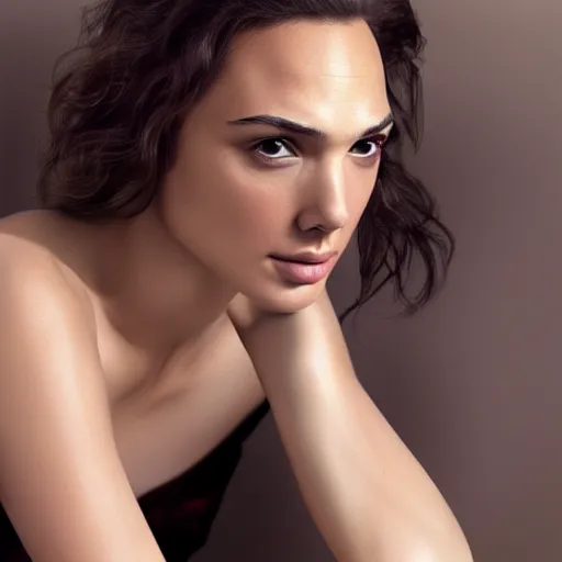 Prompt: photo of the beauty gal gadot, she has a sweet eye contact to the camera, photo taken by edward steichen, photorealistic, matte painting, hyper realistic, 4 k, 8 k, cinematic composition, hd, highly detailed, trending on artstation