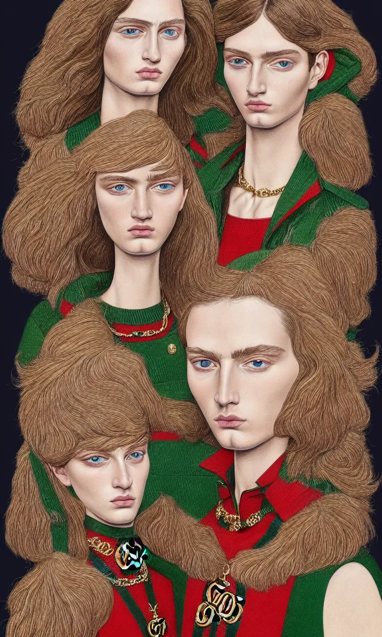 Image similar to a very beautiful gucci portrait, highly detailed, intricate