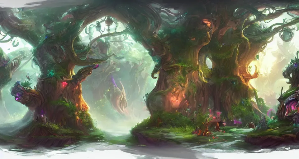 Image similar to Enchanted and magic forest, by League of Legends concept artists