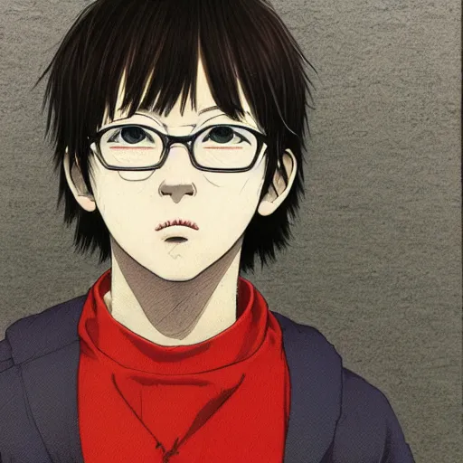 Image similar to a colorful portait of a boy from inio asano, detailed