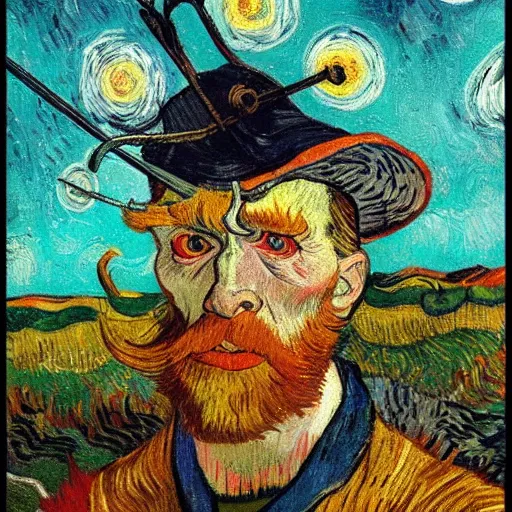 Image similar to The Fool tarot card in the style of Van Gogh, hyperrealistic, detailed, depth of field, High definition, 8k, octane render, artstation