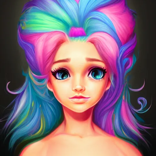 Image similar to character art portrait, deviantart artstation, by lisa frank