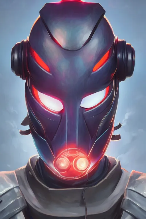 Image similar to epic mask helmet robot ninja portrait stylized as fornite style game design fanart by concept artist gervasio canda, behance hd by jesper ejsing, by rhads, makoto shinkai and lois van baarle, ilya kuvshinov, rossdraws global illumination radiating a glowing aura global illumination ray tracing hdr render in unreal engine 5