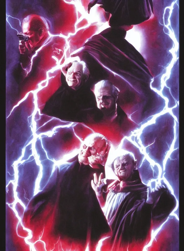 Prompt: sheev palpatine the musical movie poster by drew struzan